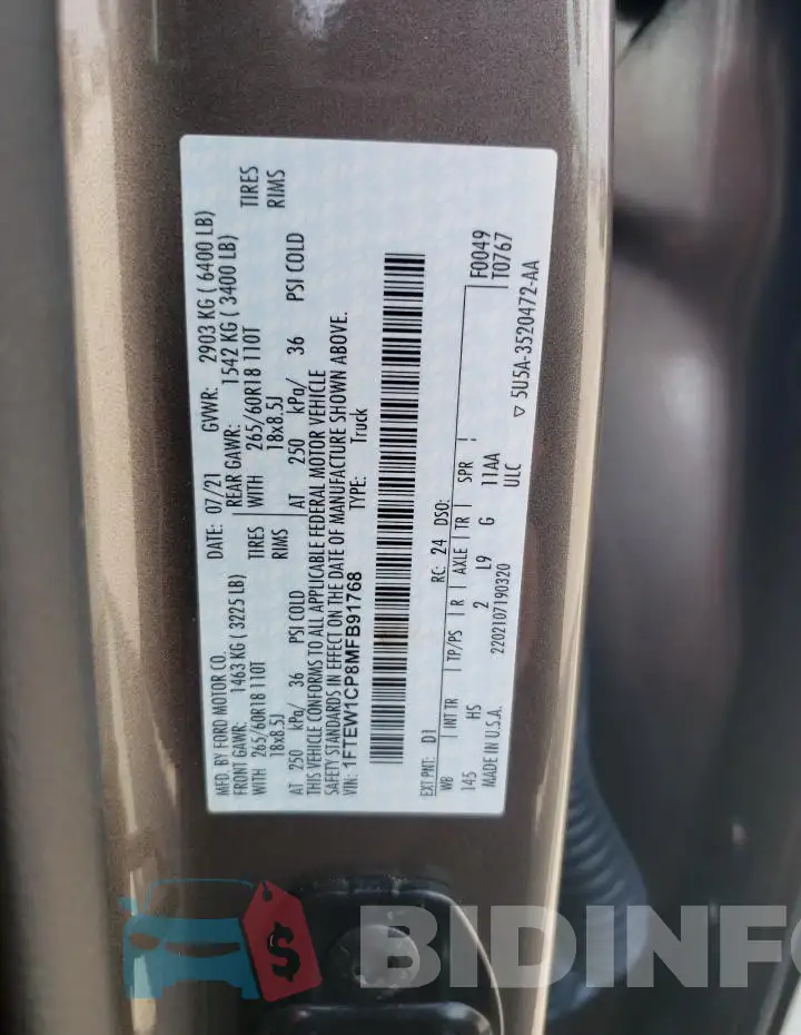 1FTEW1CP8MFB91768 Photo# 12