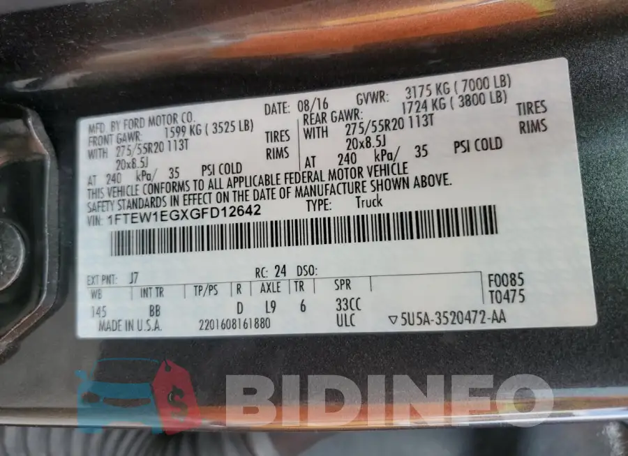 1FTEW1EGXGFD12642 Photo# 13