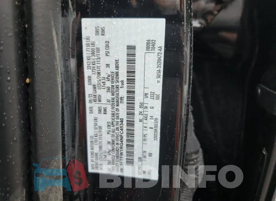 1FTFW1RG4NFC45340 Photo# 13