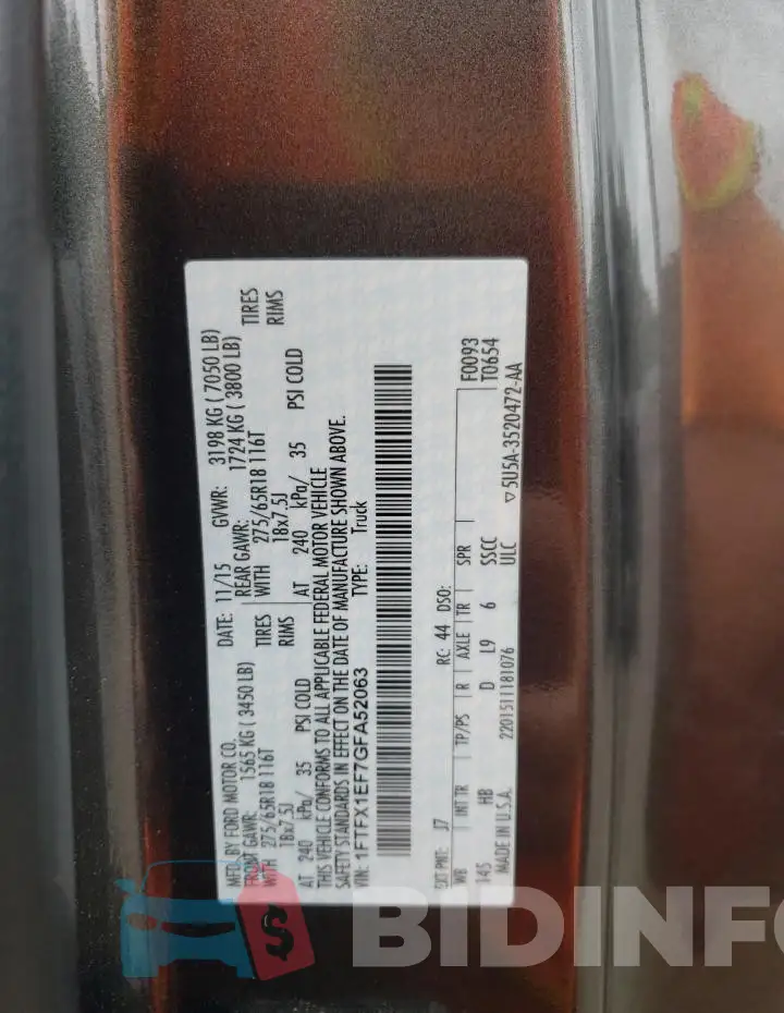 1FTFX1EF7GFA52063 Photo# 12