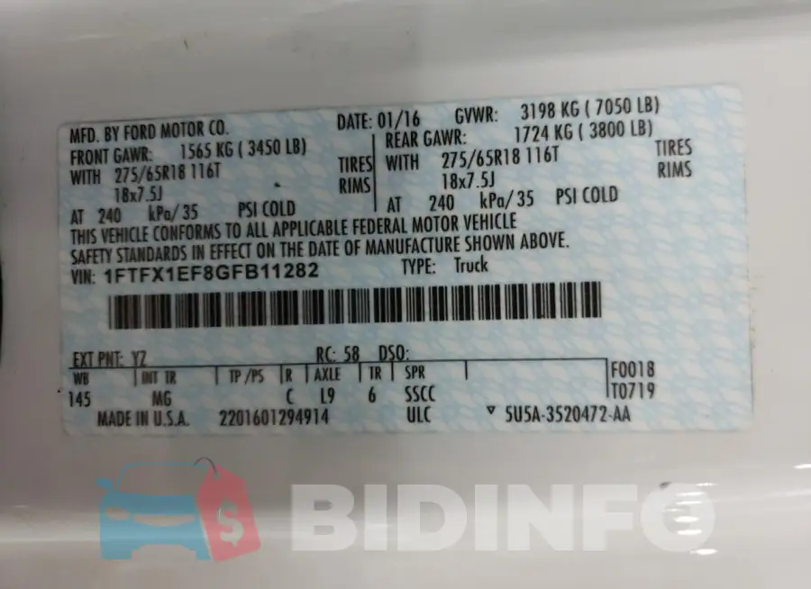 1FTFX1EF8GFB11282 Photo# 13