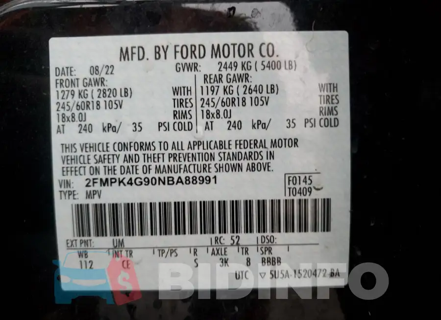 2FMPK4G90NBA88991 Photo# 12