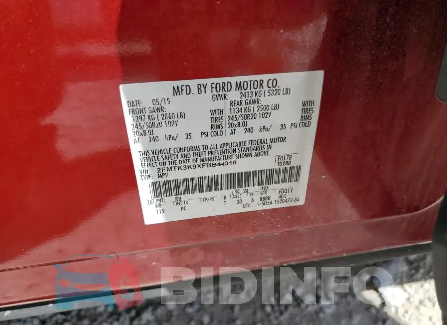2FMTK3K9XFBB44310 Photo# 14