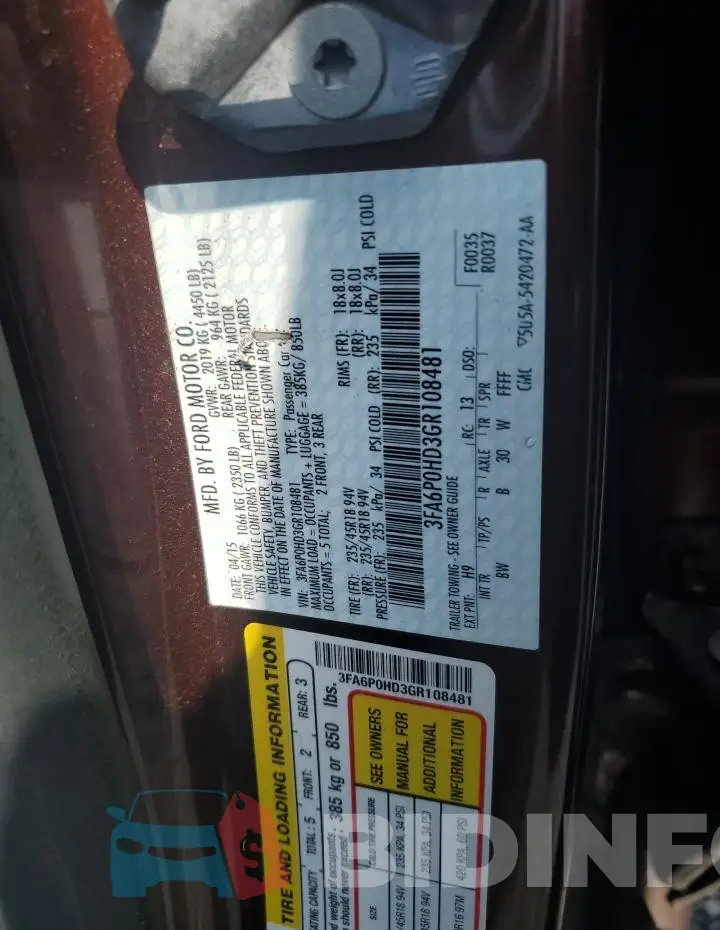 3FA6P0HD3GR108481 Photo# 12