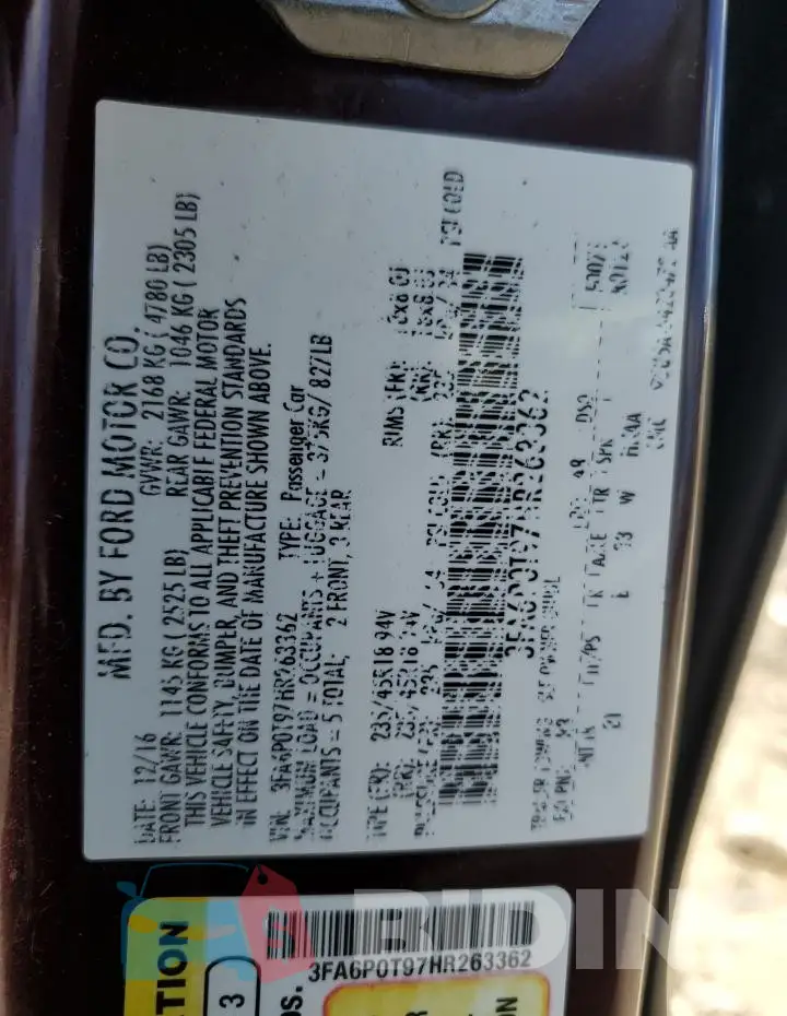 3FA6P0T97HR263362 Photo# 12