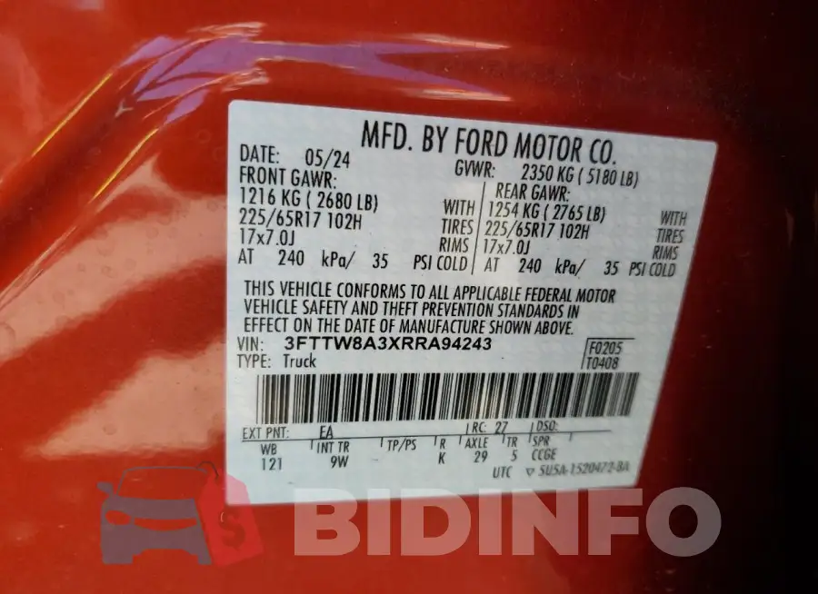 3FTTW8A3XRRA94243 Photo# 12