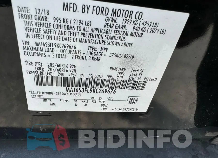 MAJ6S3FL9KC269676 Photo# 10