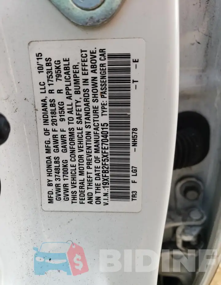 19XFB2F5XFE704015 Photo# 13