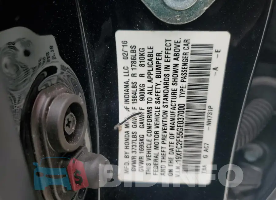 19XFC2F55GE037000 Photo# 12