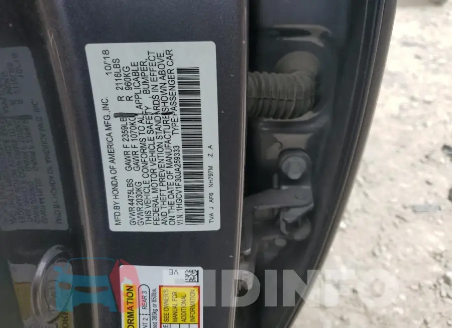 1HGCV1F30JA259333 Photo# 12