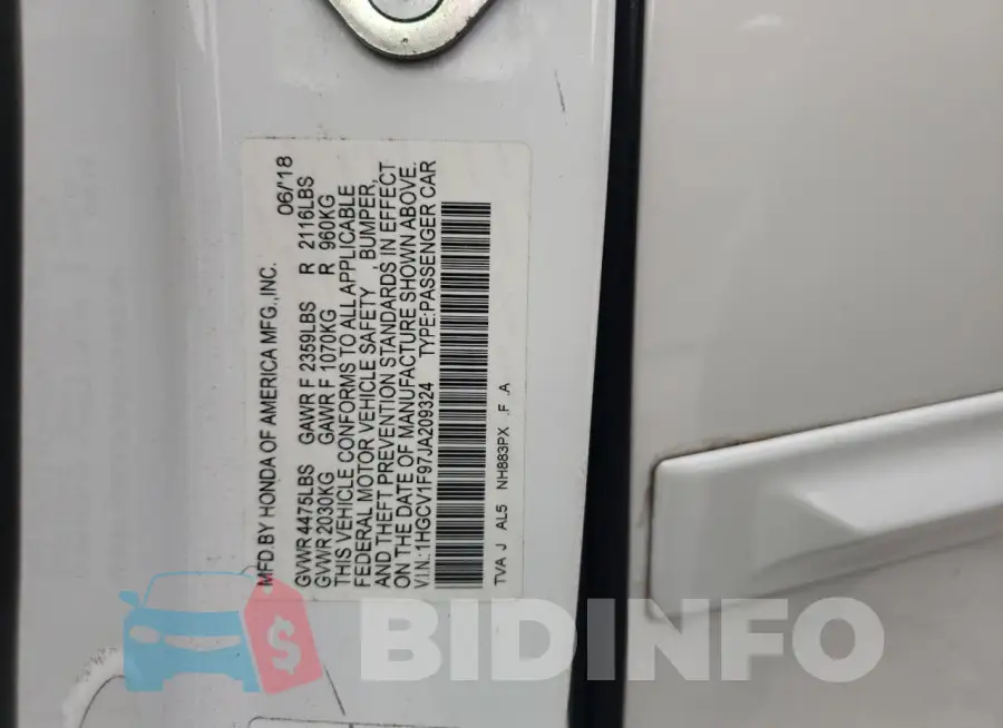 1HGCV1F97JA209324 Photo# 12