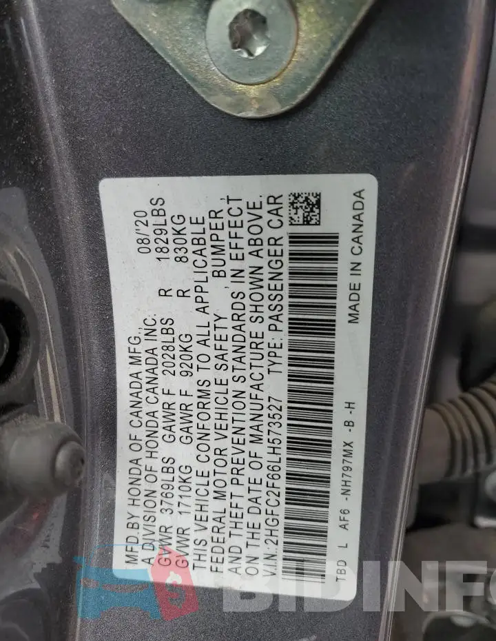 2HGFC2F66LH573527 Photo# 12
