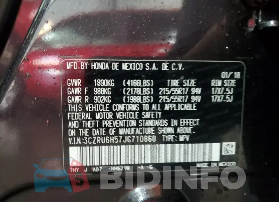 3CZRU6H57JG710860 Photo# 14