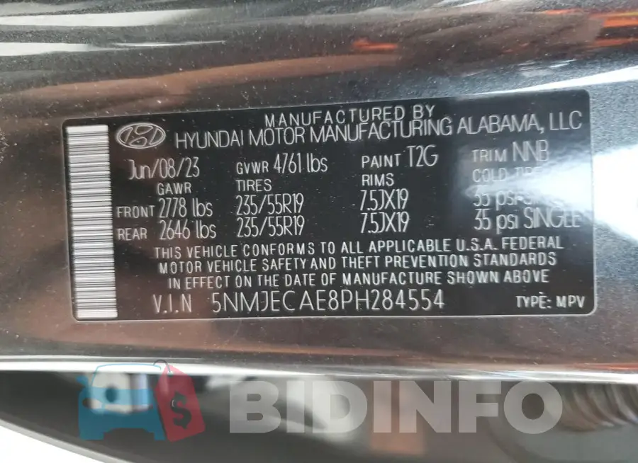 5NMJECAE8PH284554 Photo# 14