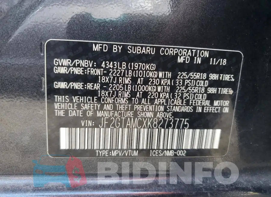 JF2GTAMCXK8273775 Photo# 14