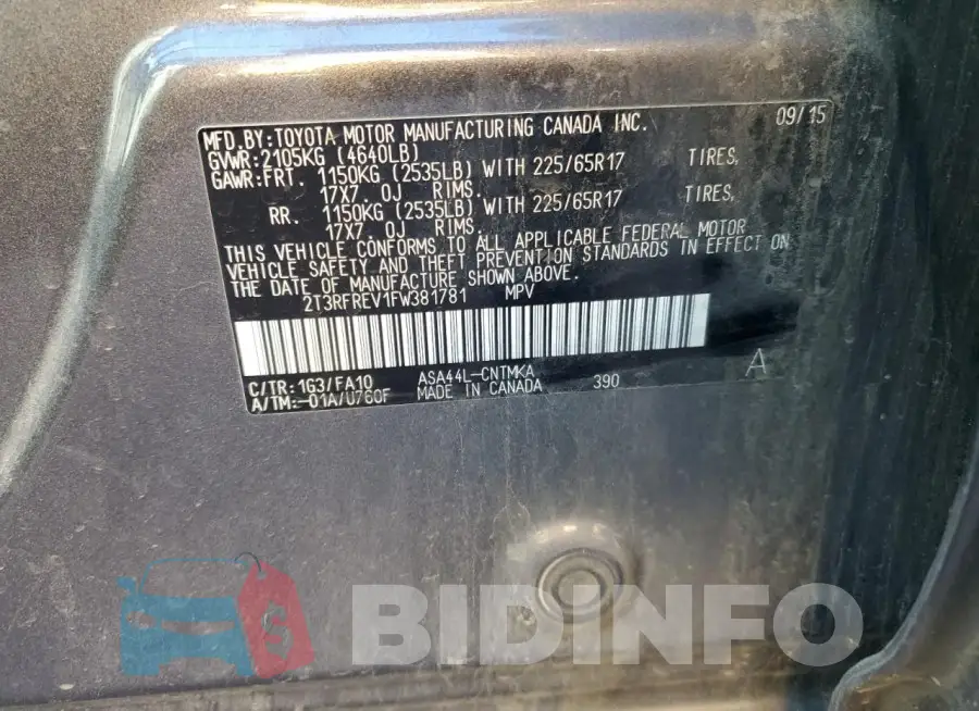 2T3RFREV1FW381781 Photo# 12