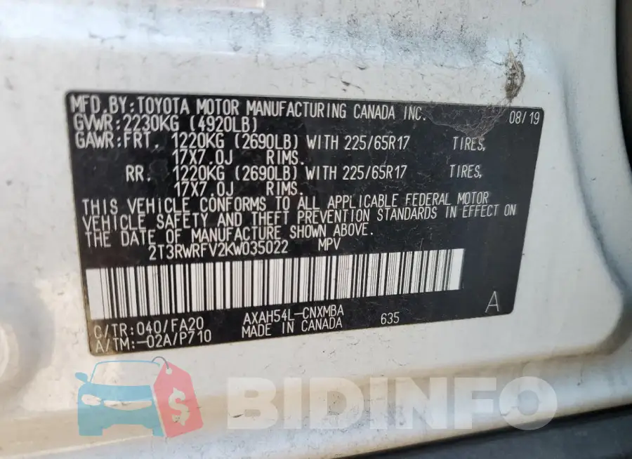 2T3RWRFV2KW035022 Photo# 14