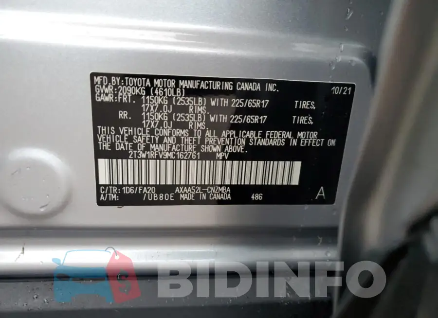2T3W1RFV9MC162761 Photo# 14