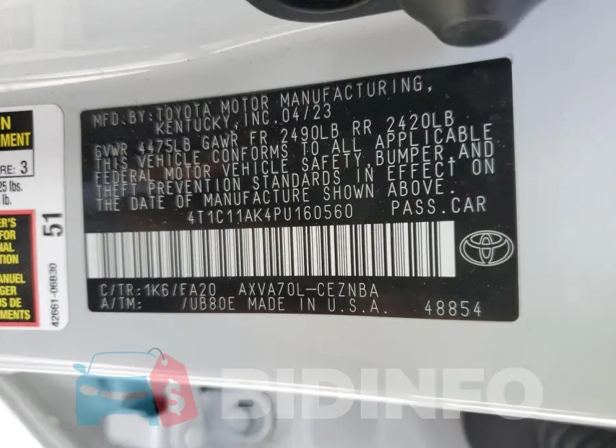 4T1C11AK4PU160560 Photo# 12