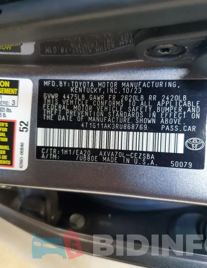 4T1G11AK3RU868769 Photo# 12