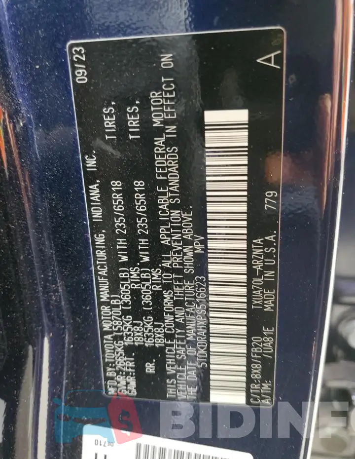 5TDKDRAHXPS516623 Photo# 13