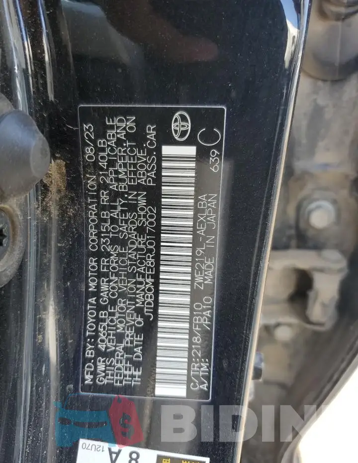 JTDBCMFE8RJ017002 Photo# 12