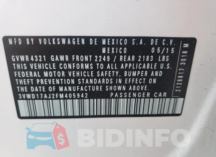 3VWD17AJ2FM405942 Photo# 13