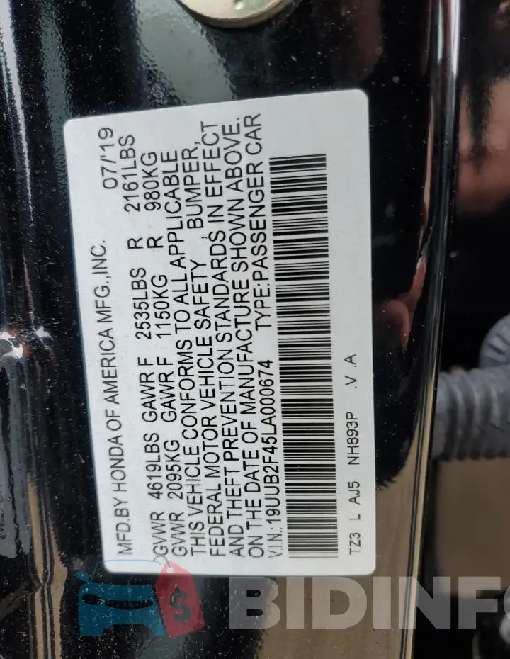19UUB2F45LA000674 Photo# 12