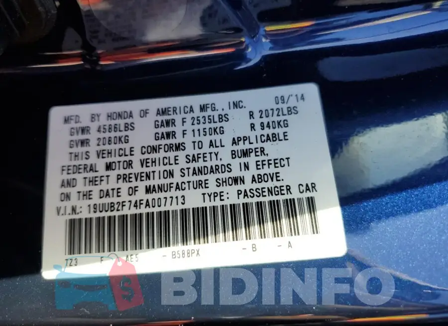 19UUB2F74FA007713 Photo# 13
