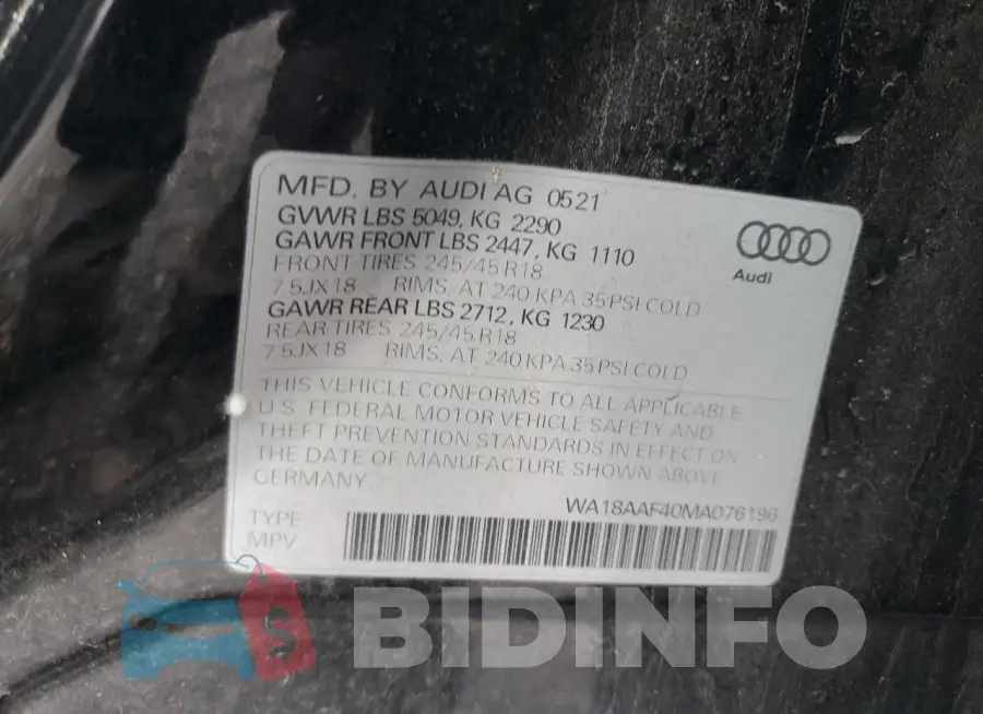 WA18AAF40MA076196 Photo# 12