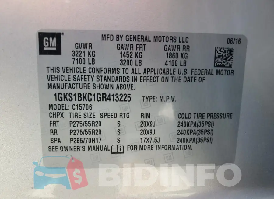 1GKS1BKC1GR413225 Photo# 13