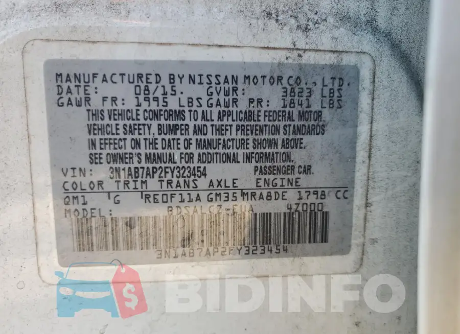 3N1AB7AP2FY323454 Photo# 12