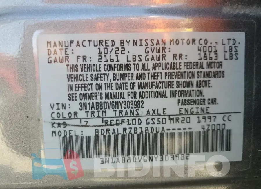 3N1AB8DV6NY303982 Photo# 12
