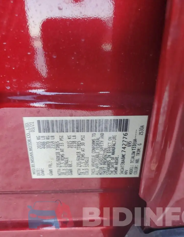 5N1AT3BA6MC742776 Photo# 14