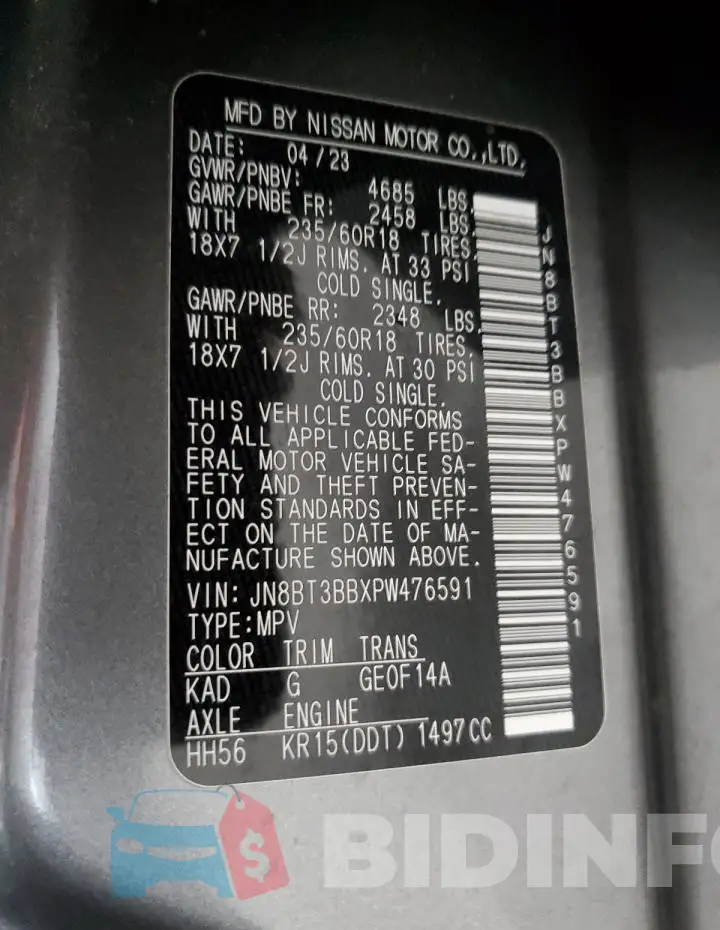 JN8BT3BBXPW476591 Photo# 13