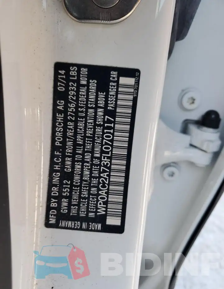 WP0AC2A73FL070117 Photo# 13