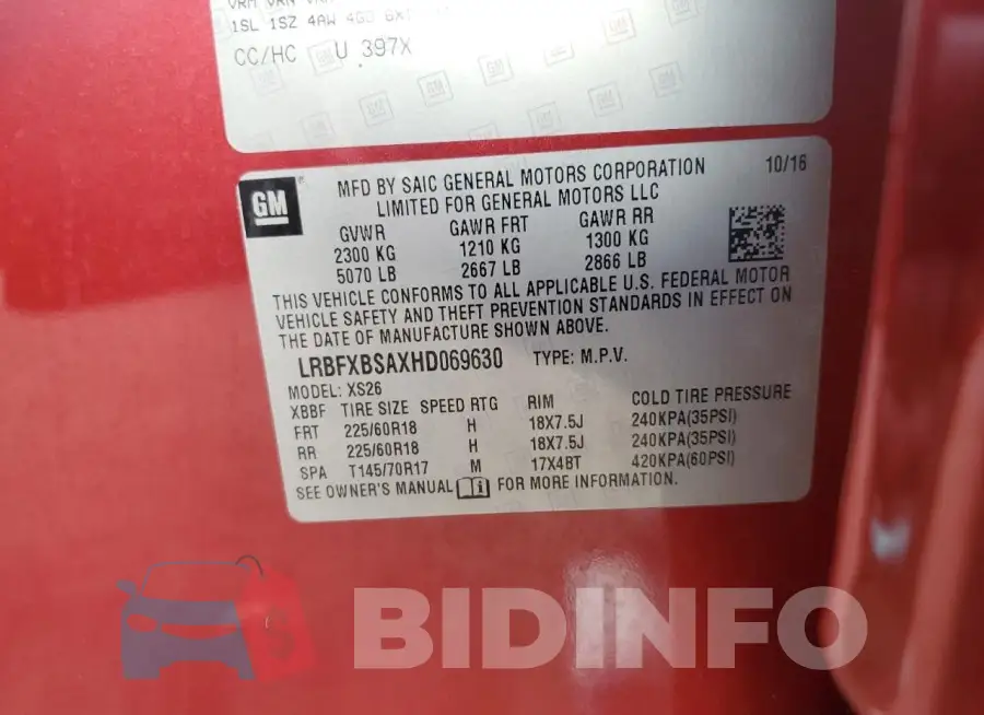 LRBFXBSAXHD069630 Photo# 14