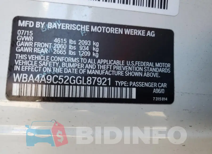 WBA4A9C52GGL87921 Photo# 12