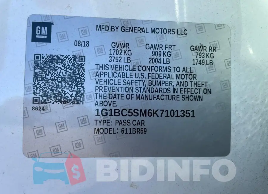 1G1BC5SM6K7101351 Photo# 10