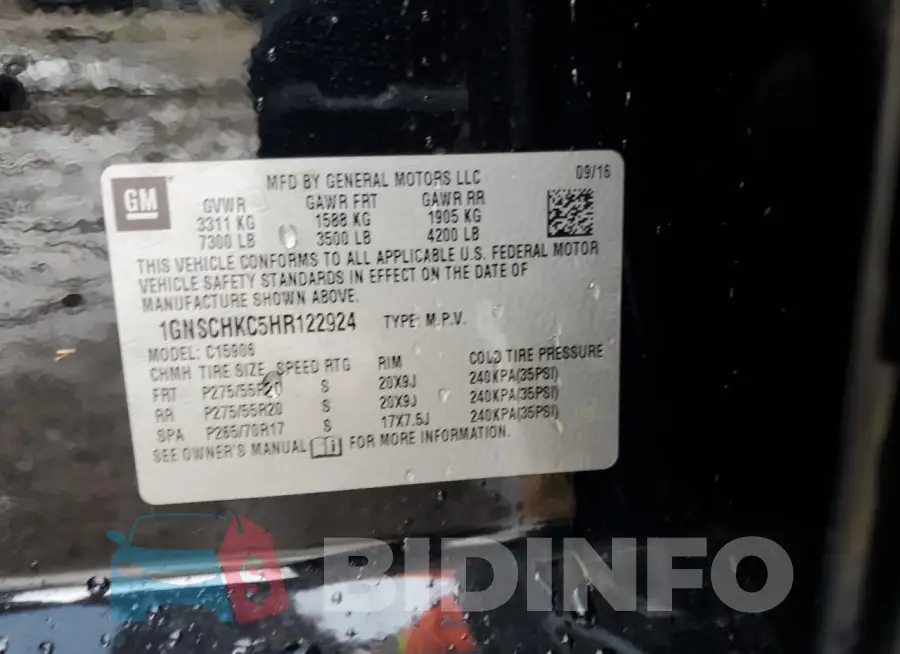 1GNSCHKC5HR122924 Photo# 14