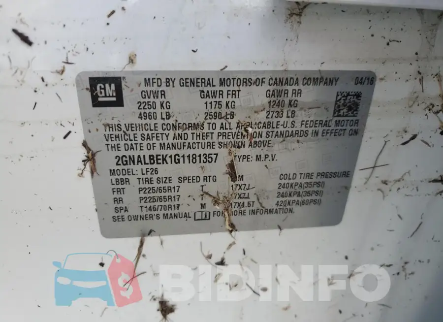 2GNALBEK1G1181357 Photo# 14