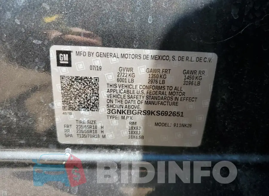 3GNKBGRS9KS692651 Photo# 12