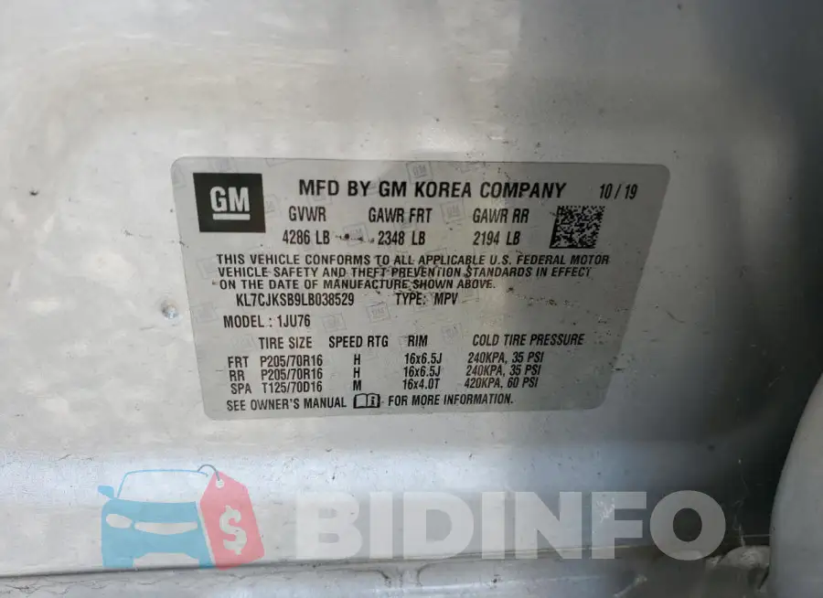 KL7CJKSB9LB038529 Photo# 12