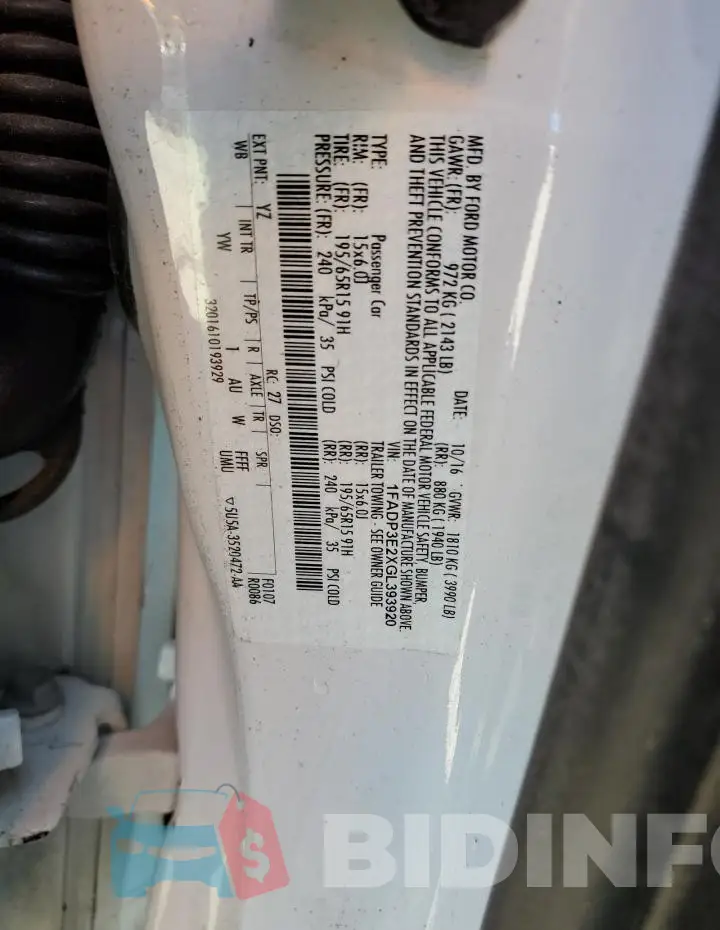 1FADP3E2XGL393920 Photo# 12