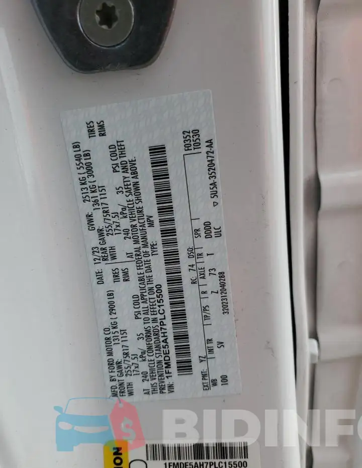 1FMDE5AH7PLC15500 Photo# 12