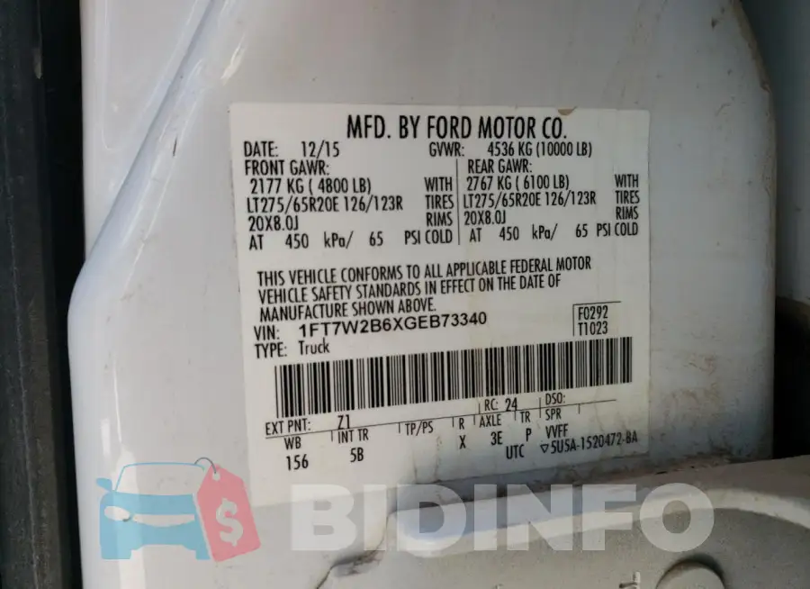 1FT7W2B6XGEB73340 Photo# 12