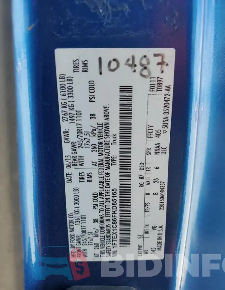 1FTEX1C86FKD85165 Photo# 12