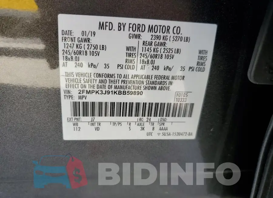 2FMPK3J91KBB59890 Photo# 13