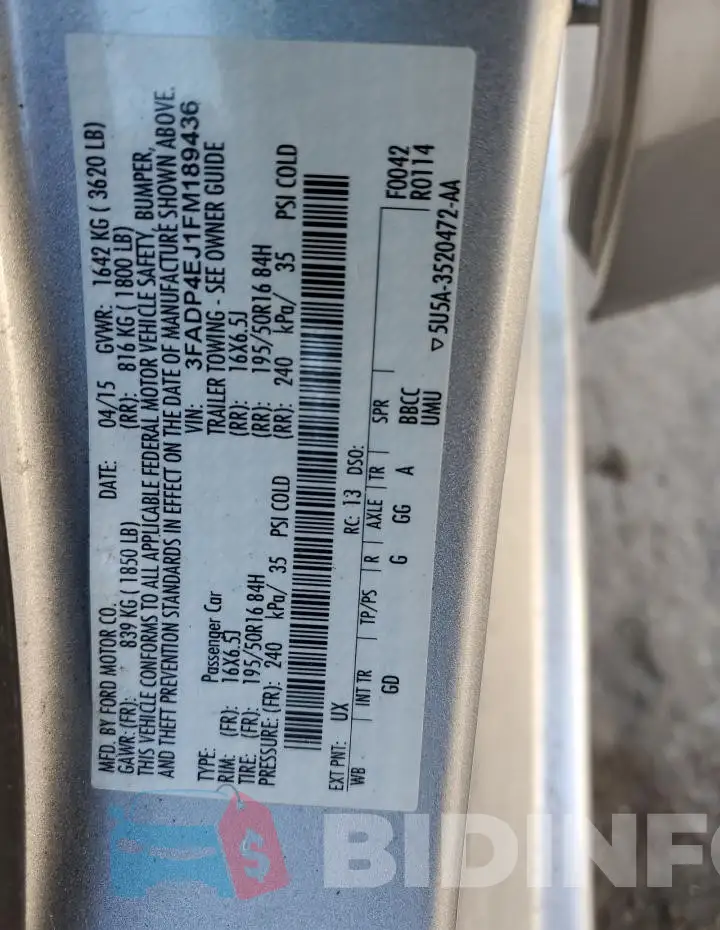 3FADP4EJ1FM189436 Photo# 12