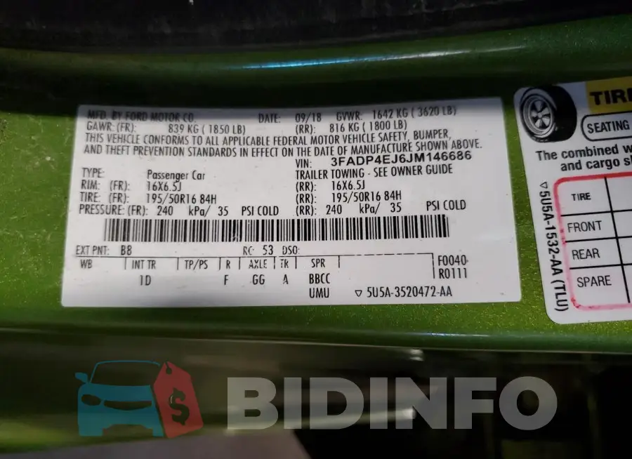 3FADP4EJ6JM146686 Photo# 13